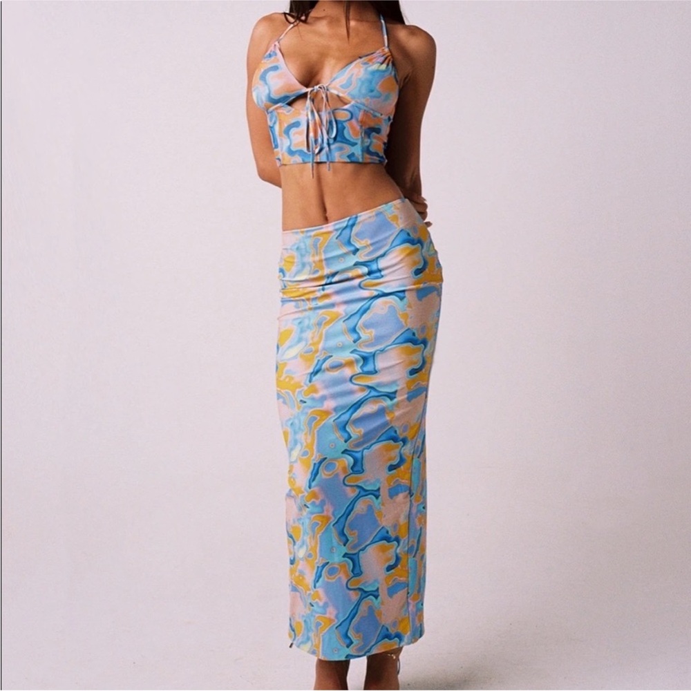 Tiger mist carta top & maxi skirt set